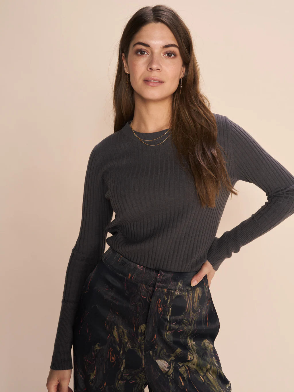 пуловер Relena Rib Crewneck Knit