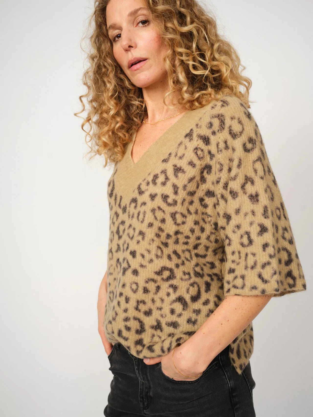 Пуловер с алпака Mos Mosh Taci V-Neck Leo Knit
