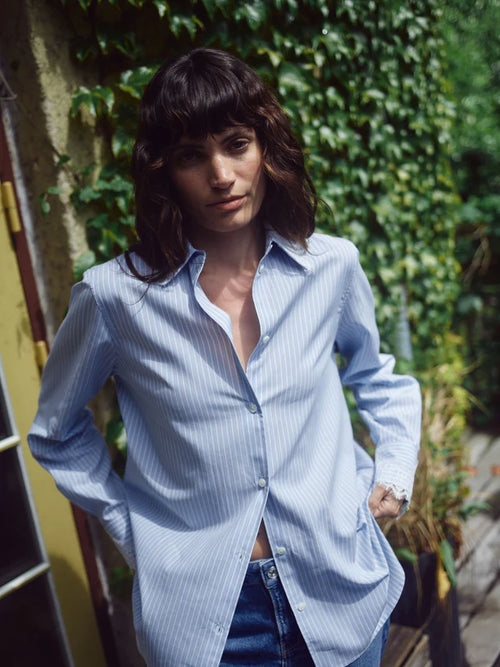 Риза с дантела и райета Mos Mosh Elinda