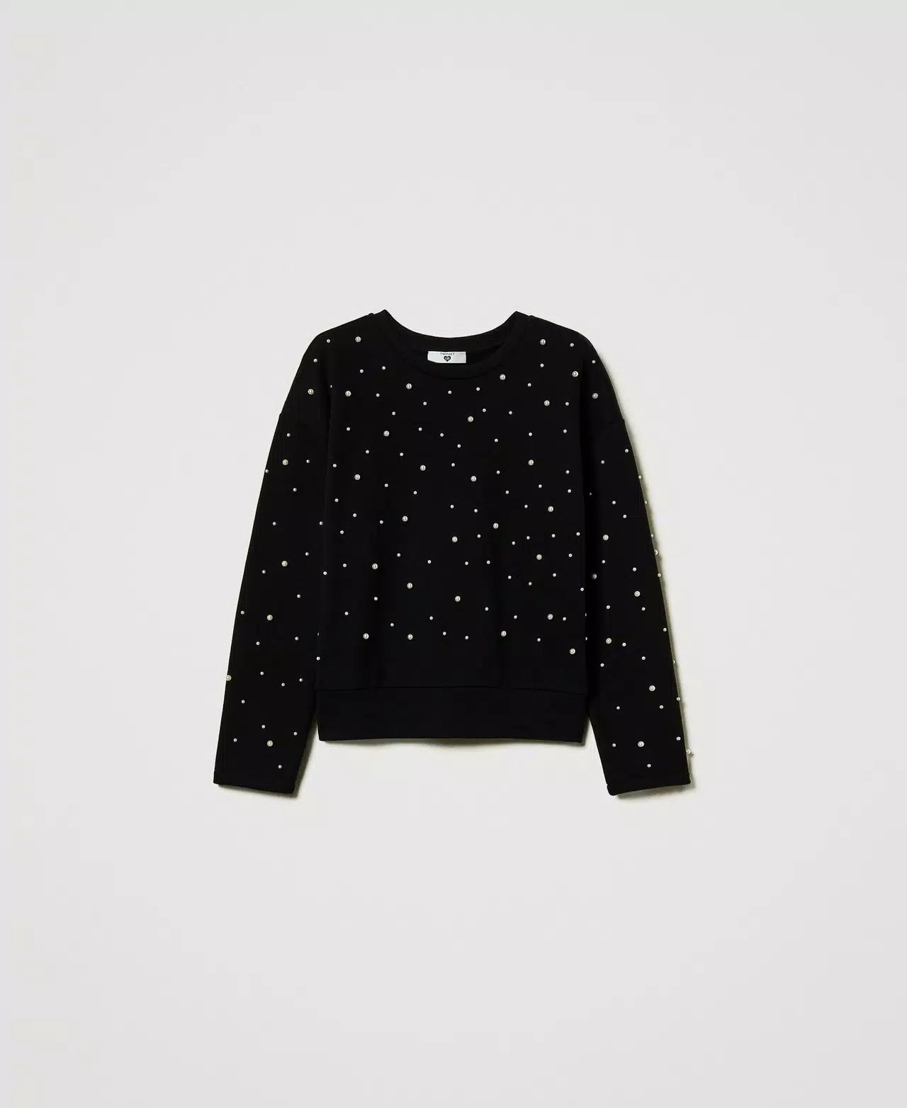 Crew neck sweatshirt with pearls