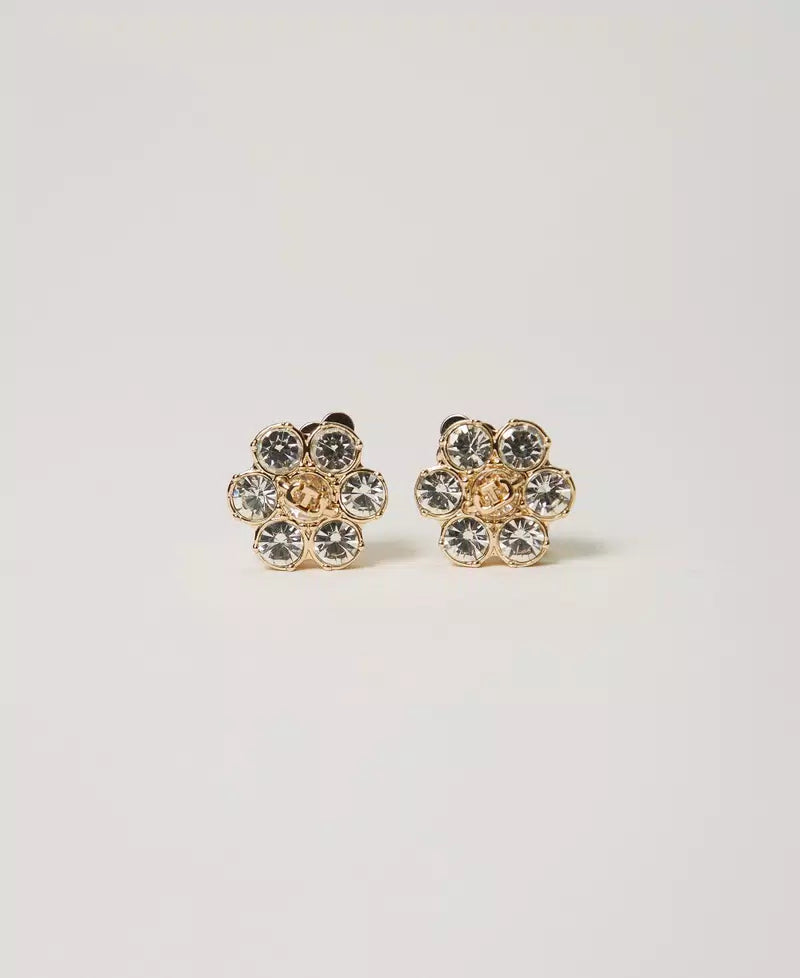 Floral earrings with rhinestones