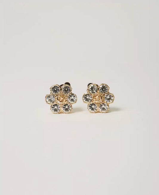 Floral earrings with rhinestones