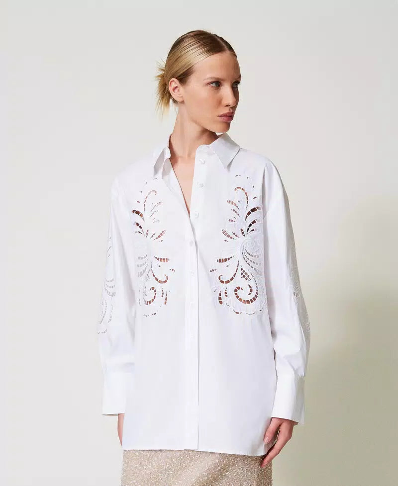 Oversized shirt with embroidery