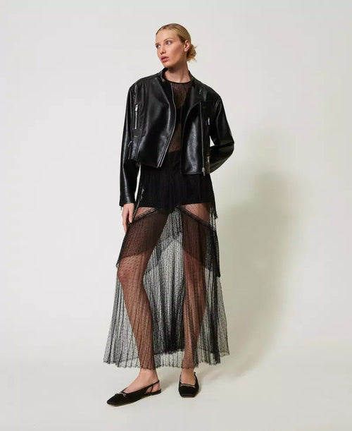 Дълга рокля от тюл с плисирани волани Twinset