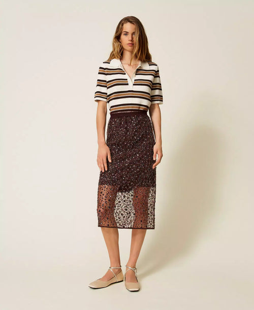 Миди пол Twinset от тюл с бродерия и пайети