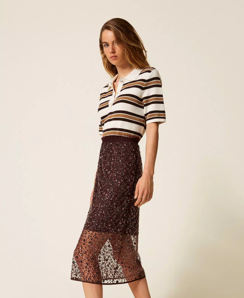 Миди пол Twinset от тюл с бродерия и пайети