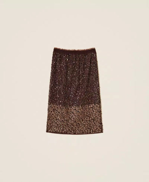 Миди пол Twinset от тюл с бродерия и пайети