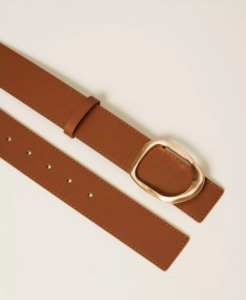 Двулицев колан Twinset от естествена кожа