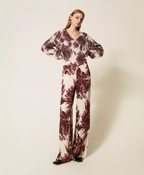 Елегантни панталони Twinset с флорален принт „Dahlia“