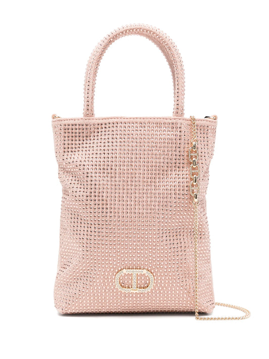 Mini crystal-embellished tote bag