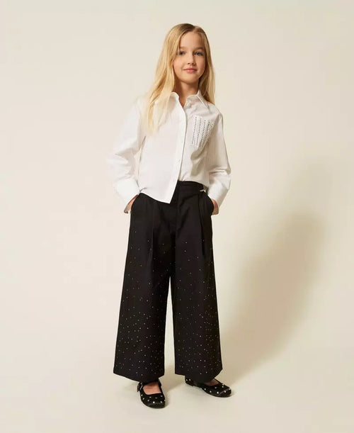 Изрязан поплин панталон Twinset girl