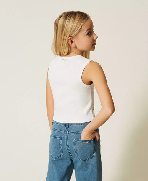 Топ Ribbed top with studs Twinset Girl