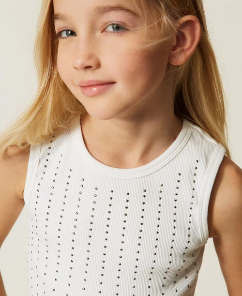 Топ Ribbed top with studs Twinset Girl