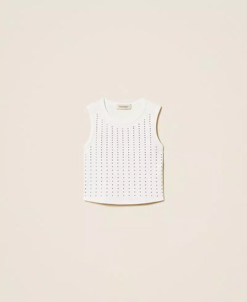 Топ Ribbed top with studs Twinset Girl