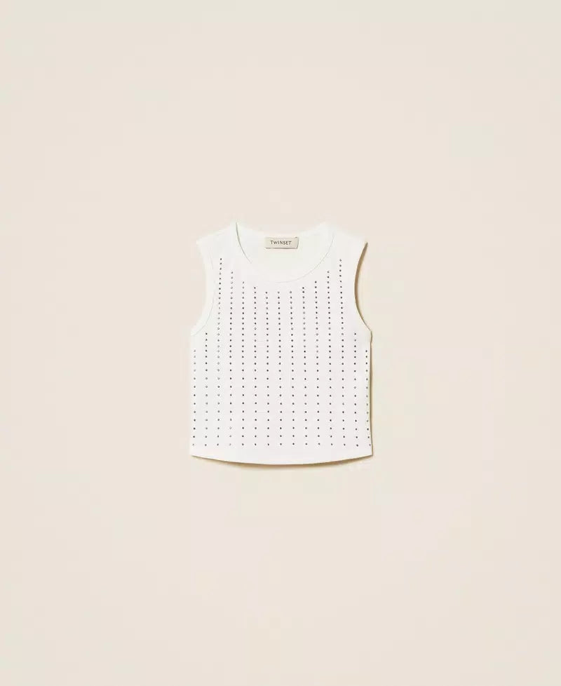 Топ Ribbed top with studs Twinset Girl