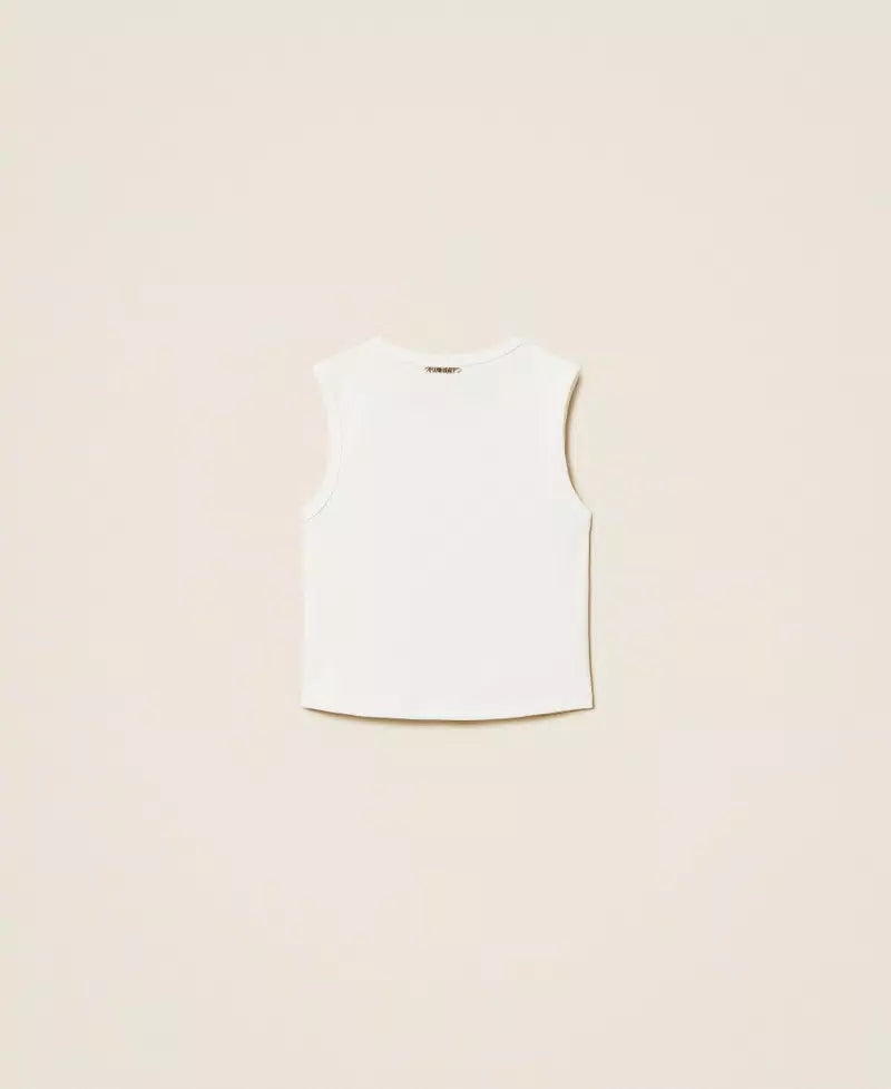 Топ Ribbed top with studs Twinset Girl