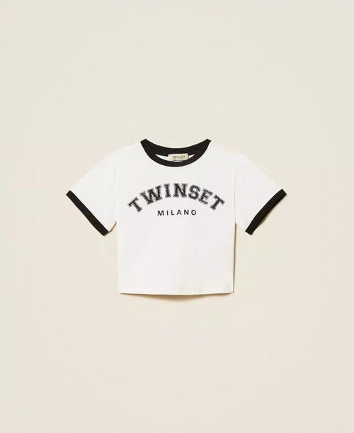 тениска с щампа на лого Twinset girl