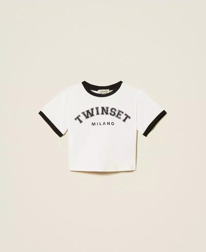 тениска с щампа на лого Twinset girl