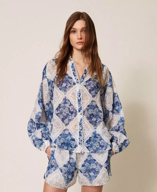 Риза от рами с флорален принт Twinset