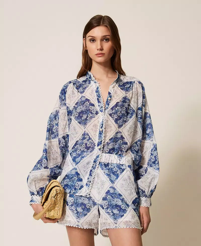 Шорти от рами с флорален принт Twinset