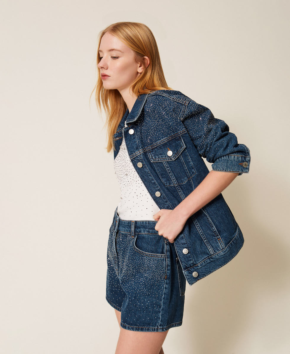 Дънкови шорти с кристали Twinset