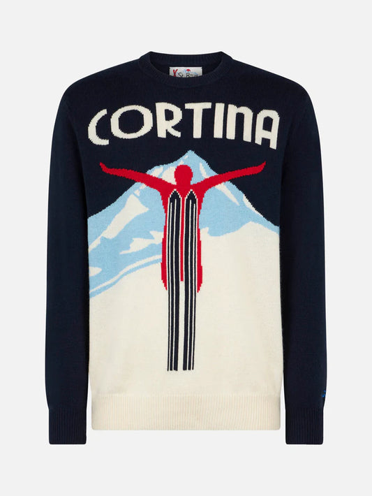 пуловер  Cortina postcard jacquard print