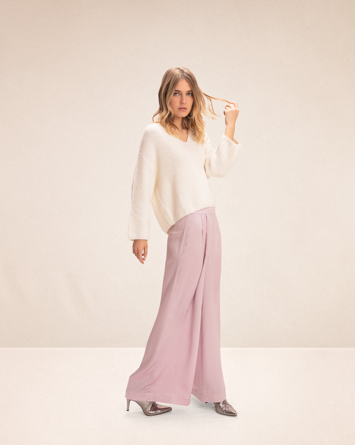 копринен дълъг панталон Swan silk long pant