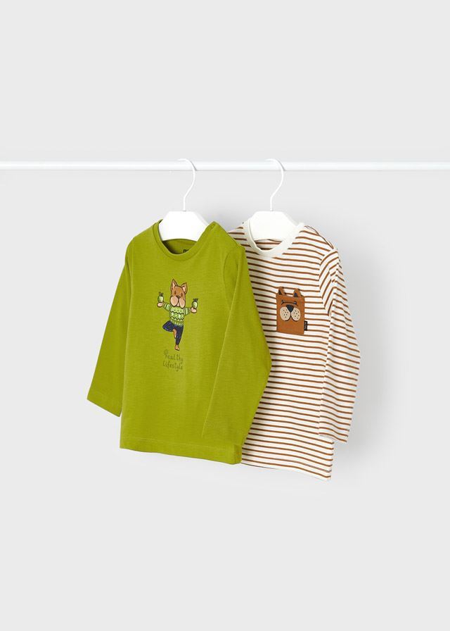 Комплект от 2 тениски с дълъг ръкав и щампа за бебе ECOFRIENDS Mayoral
